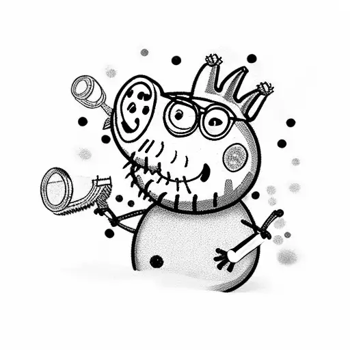 peppa pig bodybuilder tattoo design idea