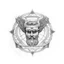 Consider a tattoo design featuring a stoic symbol like the ancient Greek Stoic philosophers' logo, a porch or stoa. Inte tattoo design idea