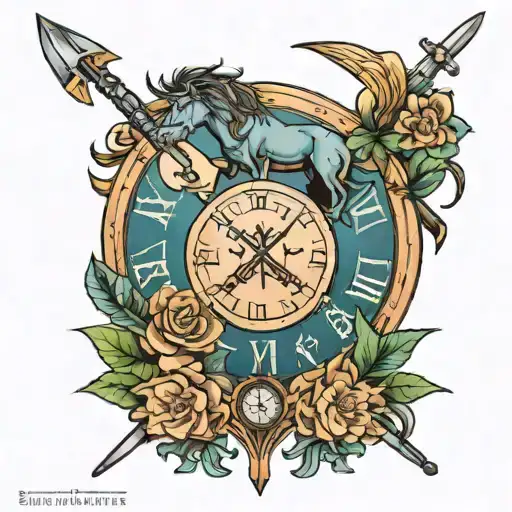 ROMAN NUMERALS AND SAGITTARIUS tattoo design idea