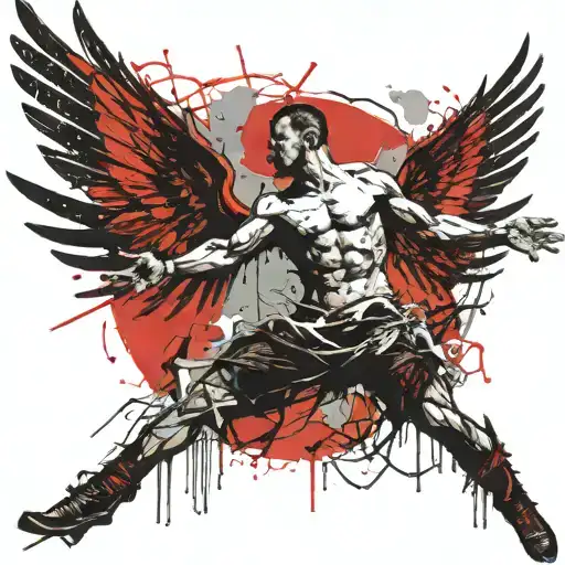 icarus frame in front of the sun burning his wings  tattoo design idea