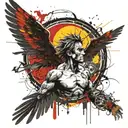 icarus frame in front of the sun burning his wings  tattoo design idea