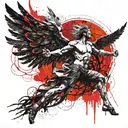 icarus frame in front of the sun burning his wings  tattoo design idea