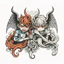 devil and angel half demon tattoo design idea