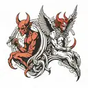 devil and angel half demon tattoo design idea