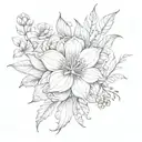 birth may flower, October birth flower and January birth flower intertwined  tattoo design idea