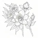 birth may flower, October birth flower and January birth flower intertwined  tattoo design idea