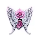 pink and purple rose butterly angel wings tattoo design idea