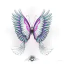 pink and purple rose butterly angel wings tattoo design idea