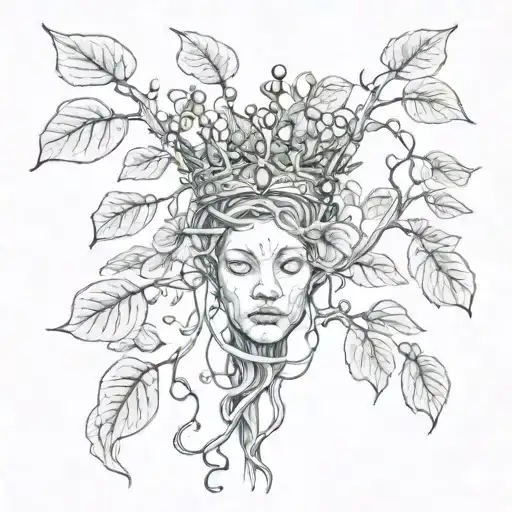 bean sprout growing holding a crown in a vine wrapping tattoo design idea