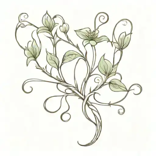 bean sprout growing holding a crown in a tendril tattoo design idea