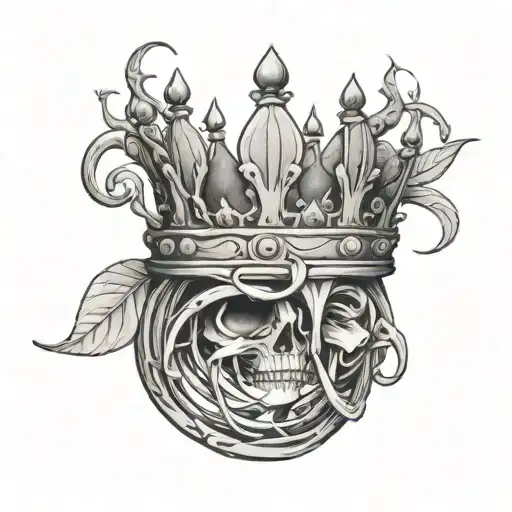 bean sprout growing holding a crown in a tendril tattoo design idea