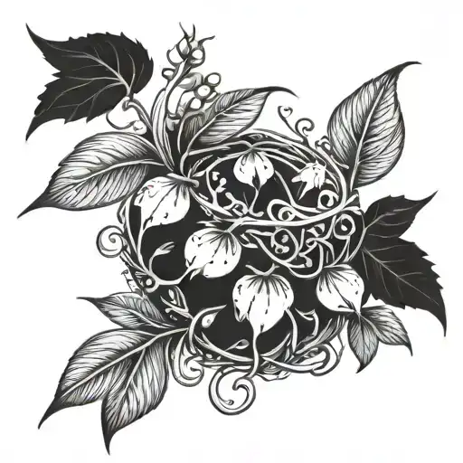 bean sprout growing holding a crown in a vine wrapping tattoo design idea