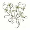 bean sprout growing holding a crown in a tendril tattoo design idea