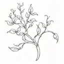 bean sprout growing holding a crown in a tendril tattoo design idea