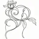 bean sprout growing holding a crown in a tendril tattoo design idea