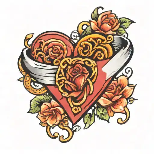 Wedding ring inside heart  tattoo design idea