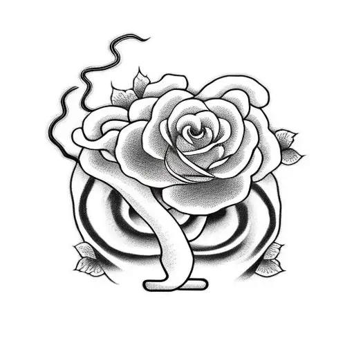 snake with roses tattoo design idea