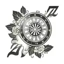 A tattoo design featuring a roulette wheel with the number 777 prominently displayed, symbolizing luck and chance tattoo design idea