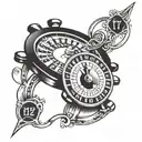 A tattoo design featuring a roulette wheel with the number 777 prominently displayed, symbolizing luck and chance tattoo design idea