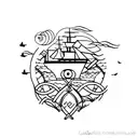 caribbean freind ship tattoo design idea