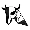 cow skull in a triangle tattoo design idea