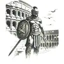 Gladiator standing in front of colloseum tattoo tattoo design idea