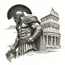 Gladiator standing in front of colloseum tattoo tattoo design idea