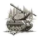 A stylized design featuring the England rugby team emblem intertwined with a tank symbolizing your British Army tank regiment tattoo design idea