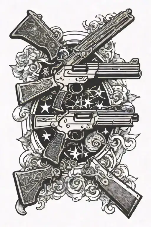 2nd amendment and america and hunting gear tattoo design idea