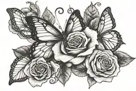 rose and butterfly tattoo design idea