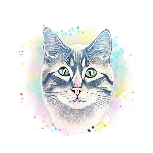 Cat with a nose mark tattoo design idea
