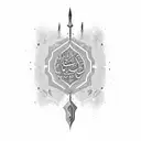 arabic calligraphy spear tattoo design idea