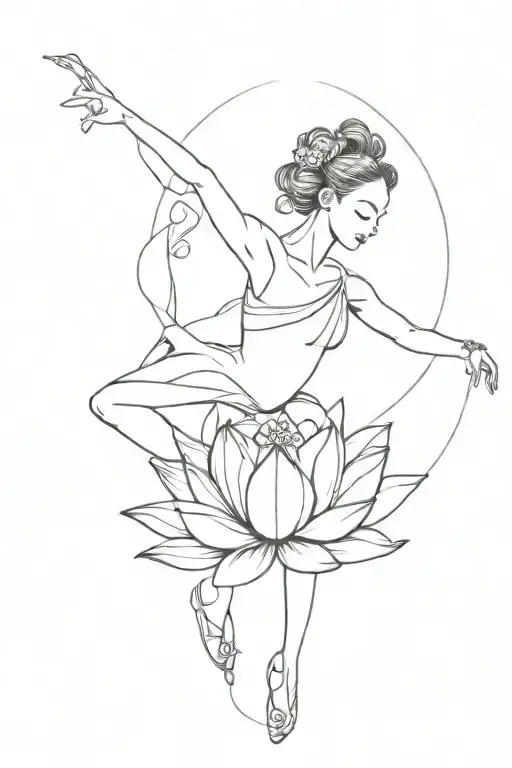 Dancer girl and lotus flower tattoo tattoo design idea