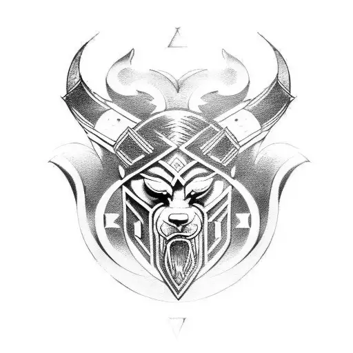 viking, fenrir, thor, odin, raven, runes tattoo design idea