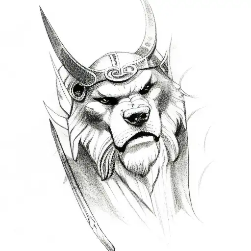 viking, fenrir, thor, odin, raven, runes tattoo design idea