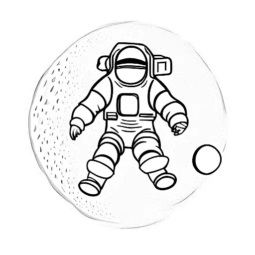 A man in an astronaut suit carries the moon on his back. He is on his knees because of the weight. tattoo design idea