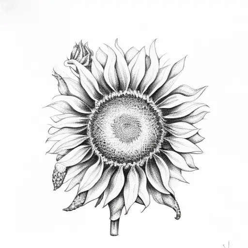Sunflower with skulls seeds tattoo design idea