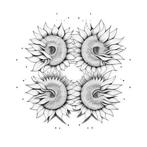 2 girasoles, luma, planeta tierra, brujula tattoo design idea