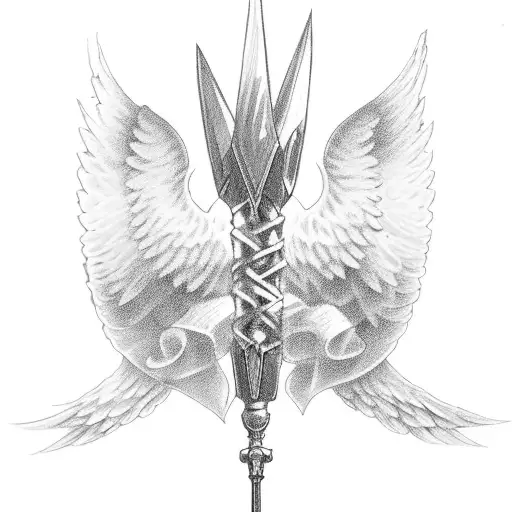 Angel wings, battleaxe tattoo design idea