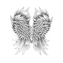 Angel wings, battleaxe tattoo design idea