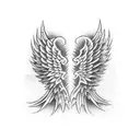 Angel wings, battleaxe tattoo design idea