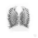 Angel wings, battleaxe tattoo design idea