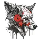 wolf skull with moon and star tattoo design idea