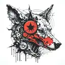wolf skull with moon and star tattoo design idea