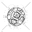 A minimalist tattoo of a soccer ball surrounded by industrial gears tattoo design idea
