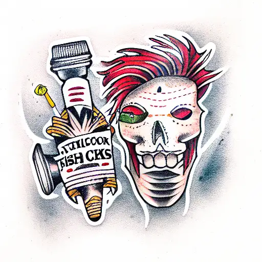 fish tacos punk cigar tattoo design idea