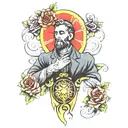 blessed on forearm sleeve tattoo design idea