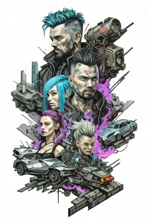 cyberpunk edgerunner david and lucy tattoo design idea