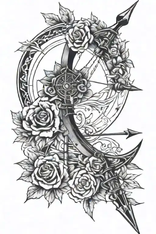 bow and arrow  archery  tattoo design idea