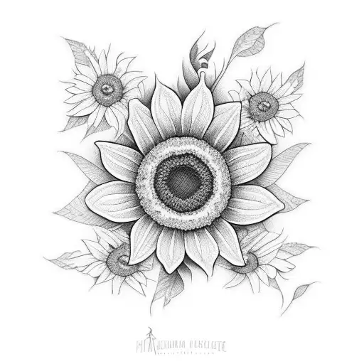 Hummingbird sunflower rest in peace tattoo design idea